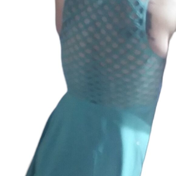 Teal lattice back A line dress size large - Picture 10 of 11